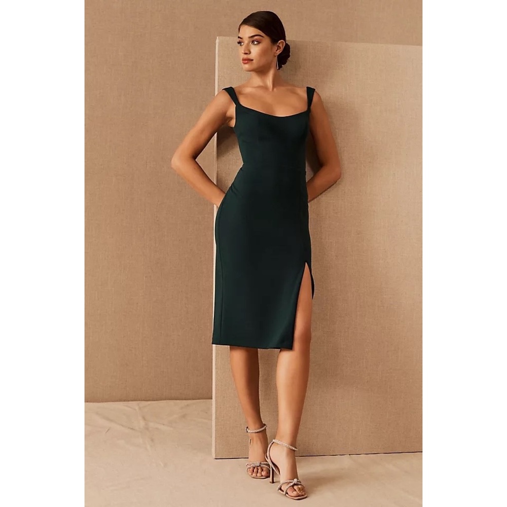 BHLDN Dark Green Midi Dress